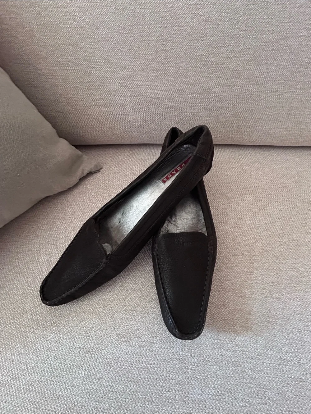 Women’s Brown Prada Leather Slip-On Loafers size 37 like new